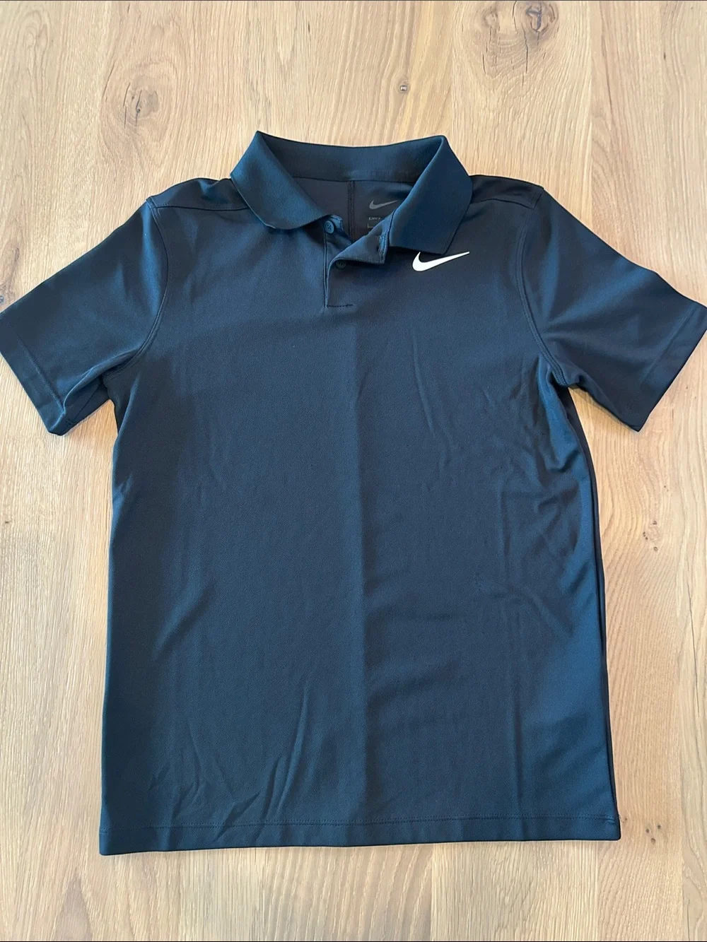 Nike Black Kids Polo with White Swoosh